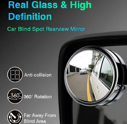 2 Pcs 360° Rotatable Car Blind Spot Mirrors – Adjustable Round Side Rear View Mirrors with HD Original Glass Lens