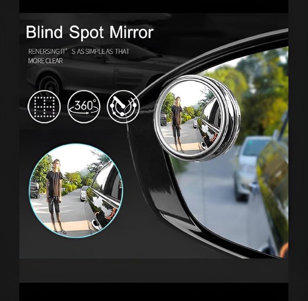 2 Pcs 360° Rotatable Car Blind Spot Mirrors – Adjustable Round Side Rear View Mirrors with HD Original Glass Lens