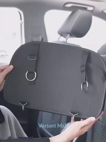 Leather Car Backseat Organizer with Tissue Holder – Rear Seat Hanging Storage Bag for Water Bottle, Phone, and Travel Essentials (1 Piece)